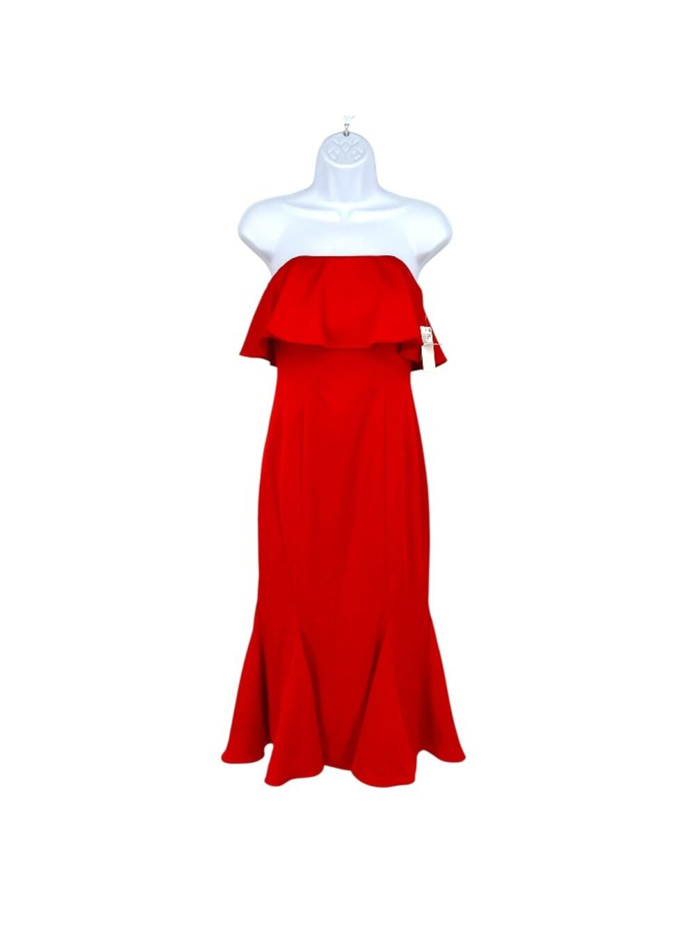Liv Foster Ruffle Crepe Back Satin Modern Glamour Black Tie Red Dress Size 0 NWT